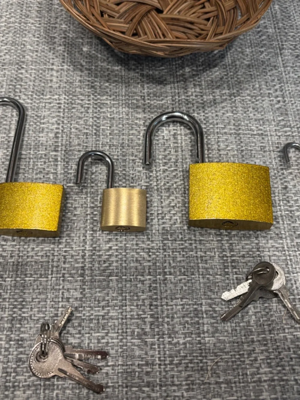 padlocks & keys in basket forlocking & unlocking lesson by idlewild montessori